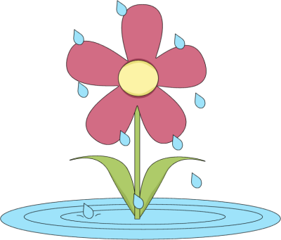 Petal Clipart Rain - Flower In The Rain Clipart (400x341), Png Download