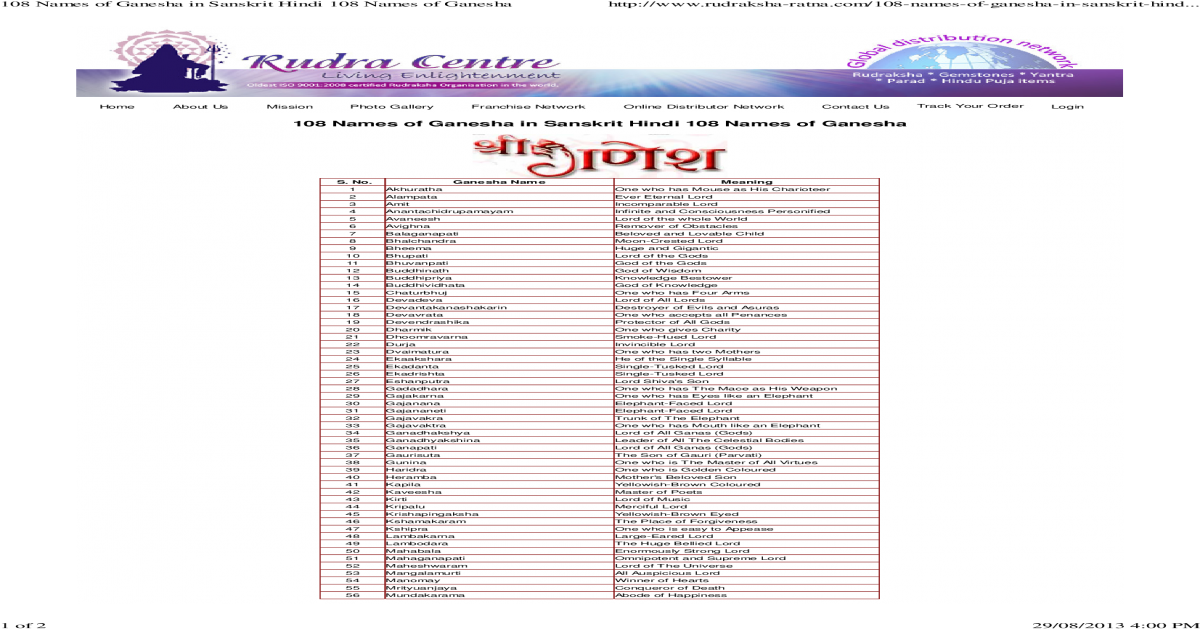 Lord Ganesha 108 Names Pdf Download ->>> Download - Blog (1200x630), Png Download