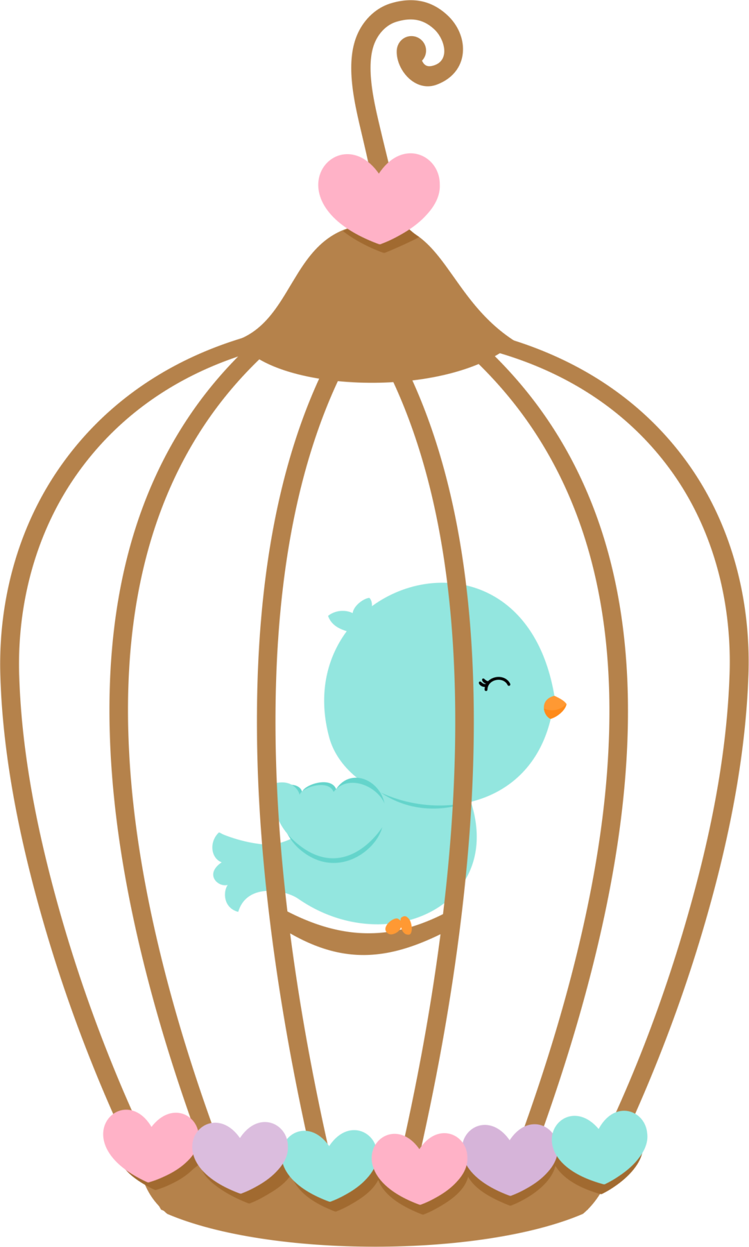 July Clipart Warmth - Bird In A Cage Clipart (1080x1797), Png Download