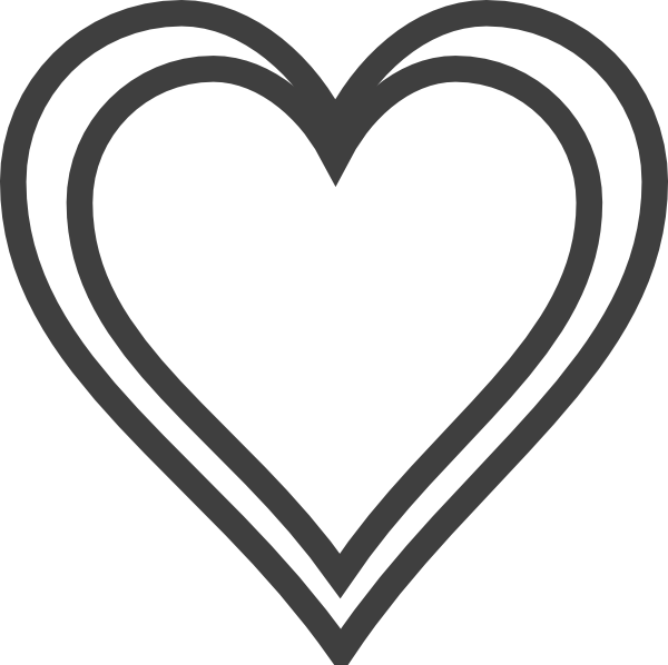 Black Heart Outline Png - Double Heart Outline Clipart (600x598), Png Download