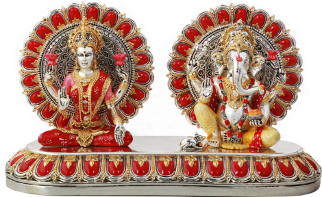 Lakshmi & Ganesha - Statue (470x288), Png Download