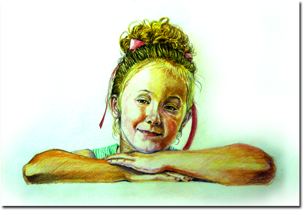 A Colour Pencil Portrait - Illustration (627x445), Png Download