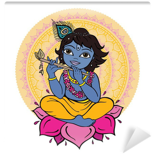 Drawing Of Krishna Coloured (400x400), Png Download