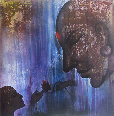 Mystic Lotus - Painting (500x375), Png Download