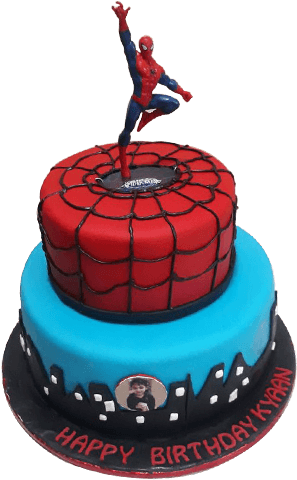 Spiderman Birthday Cake Made With Fondant - Spiderman Cake Png (500x500), Png Download
