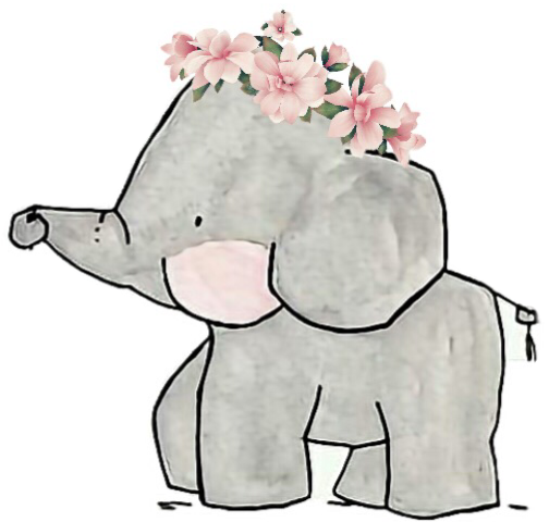 Png Freeuse Download Cute Drawing Flowers Floral Remixit - Cute Elephant Family Drawing (504x480), Png Download