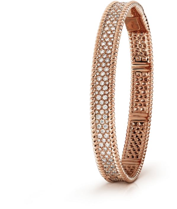Perlée Bracelet With Diamonds, Medium Model, Gold Vcarn9wf00 - Van Cleef Diamond Bracelet (840x840), Png Download