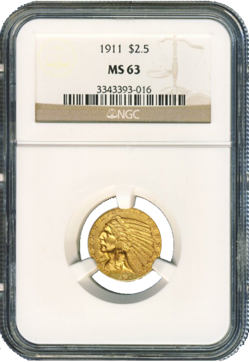 $2 1/2 Indian Gold Coin Ngc/pcgs Ms-63 - Professional Coin Grading Service (295x429), Png Download