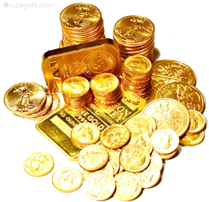 Psd Transparent Gold Coins Images - Gold Bar And Coins (360x360), Png Download