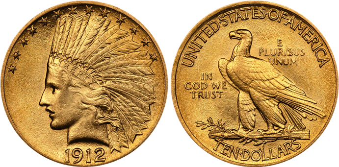 1912 Indian $10 - 1878 Gold Us Coins (700x351), Png Download