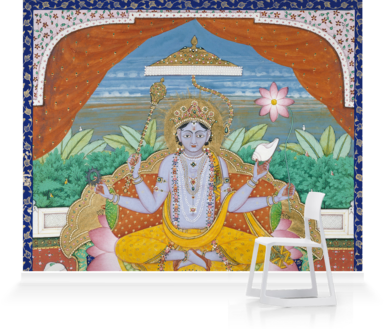 Murals Of Vishnu On A Lotus Petal Throne By Ashmolean - Web Source (384x329), Png Download