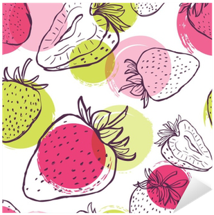 Vector Seamless Pattern With Strawberries And Colorful - Fondo Fresas Dibujo (400x400), Png Download