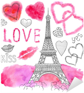Design Set With Watercolor And Graphic Love Symbols - Graphics (400x400), Png Download