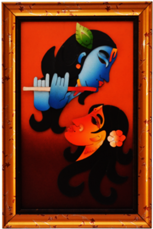 Radha Krishna Digital Reprint Painting - Painting (500x500), Png Download