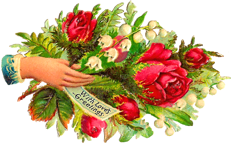 Free Victorian Rose Clip Art Wallpaper Background - Flower Bouquet (1330x961), Png Download
