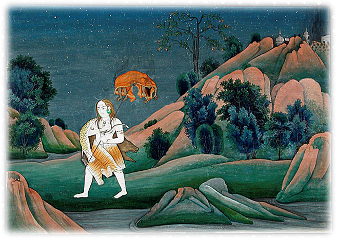 Lord Shiva Carrying Sati Devi's Body - Shiva Carrying The Corpse Of Sati On His Trident (657x464), Png Download
