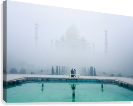 Misty Taj Mahal Canvas Print - Sehenswürdigkeiten & Wahrzeichen Leinwand Misty (429x344), Png Download