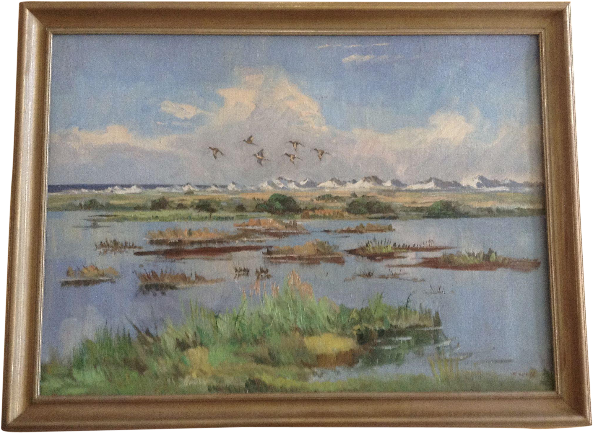Corell, Flight Of Waterfowl, Landscape Oil Painting - Corell Oil Paintings (2006x2006), Png Download
