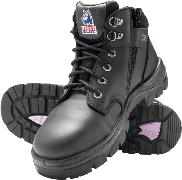 Safety Boot Parkes Ladies S4 Black Zip Sided - Steel Blue Parkes Ladies (645x645), Png Download