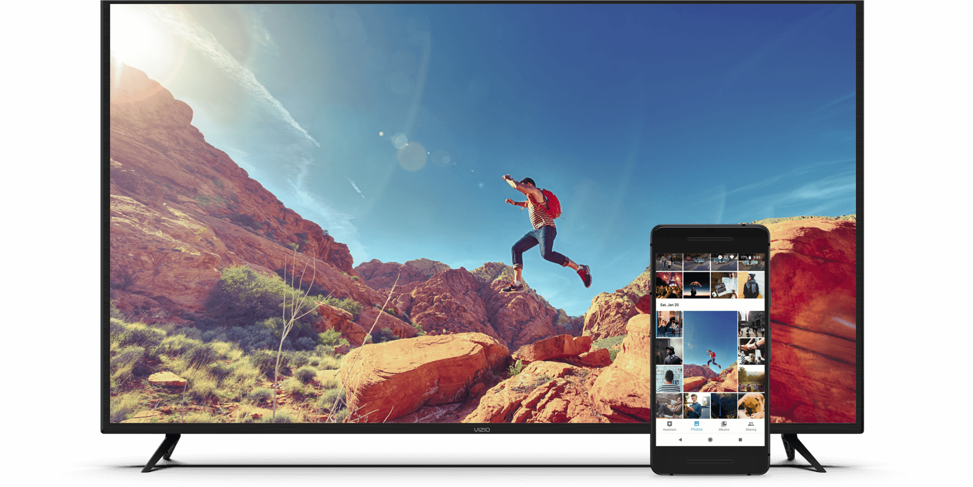 Vizio Tv Featuring Google Photos - Vizio P55 F1 (1920x962), Png Download
