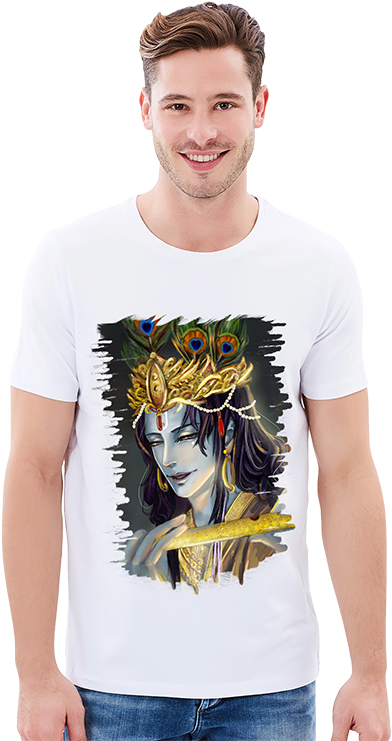 Lord Krishna T-shirt - Lord Krishna T Shirt (500x750), Png Download