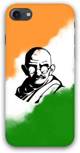 Mahatma Gandhi With Indian Tricolor Iphone 7 Mobile - Mobile Phone (600x600), Png Download