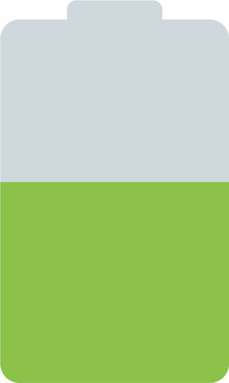 Half-charged Battery Icon - Battery Half Icon (1600x1600), Png Download