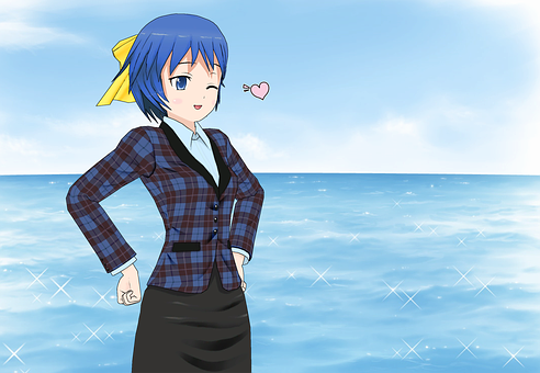 Moe, Woman Girl, Suit, Anime, Manga - Manga Woman In Suit (492x340), Png Download