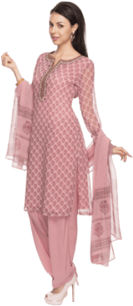 Kameez Womens Printed Suit Shoppers Stop - Woman In Salwar Transparent Png (300x450), Png Download