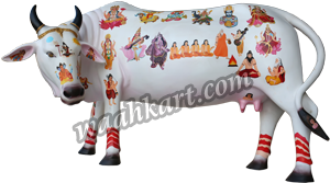 Divine Indian Cow Statue - Bull (300x400), Png Download
