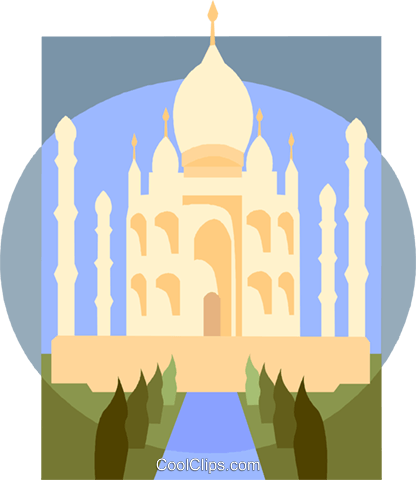 Taj Mahal Royalty Free Vector Clip Art Illustration - Mosque (416x480), Png Download