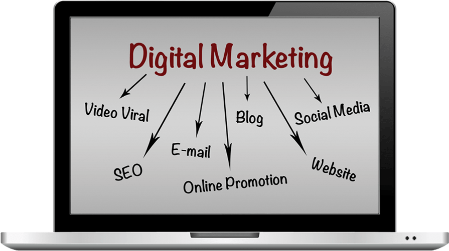 Digital Marketing Laptop - Laptop Digital Marketing Png (1170x500), Png Download