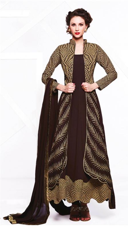 Pure Faux Georgette In Black Long Anarkali Dress Panache - Anarkali Salwar Suit (800x800), Png Download
