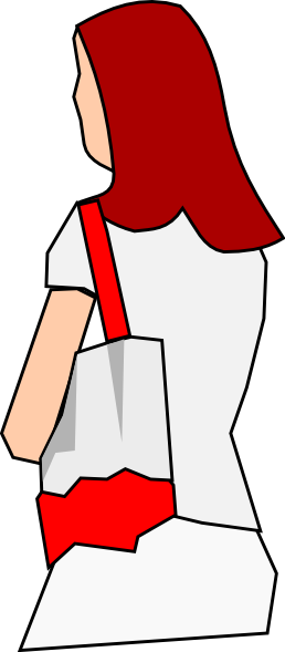 Woman With Purse Art (258x589), Png Download