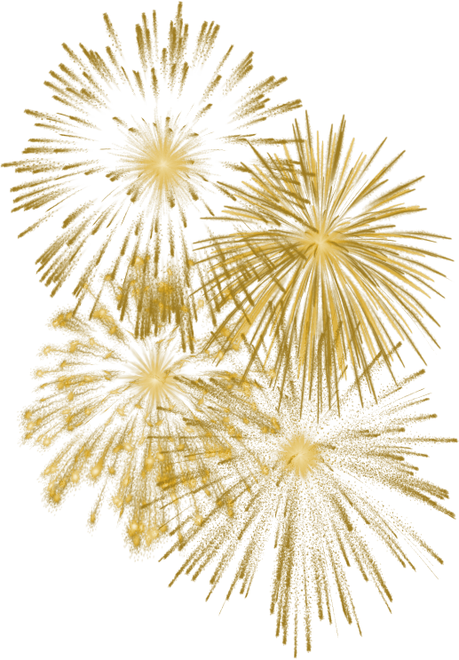 Fireworks Clipart Golden - Happy New Year Png Effects (348x500), Png Download