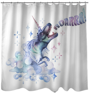 Watercolor Tyrannosaurus With Unicorn Horn And Mane - Watercolor Painting (400x400), Png Download