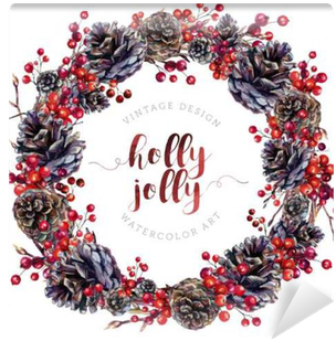 Watercolor Wreath Made Of Pine Cones And Berries - Joy Upon Joy: An Advent Devotional [book] (400x400), Png Download