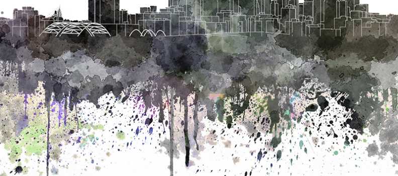 Advertisement Color Formula Or Simply An Urban Legend - Denver Skyline In Black Watercolor On White Background (792x350), Png Download