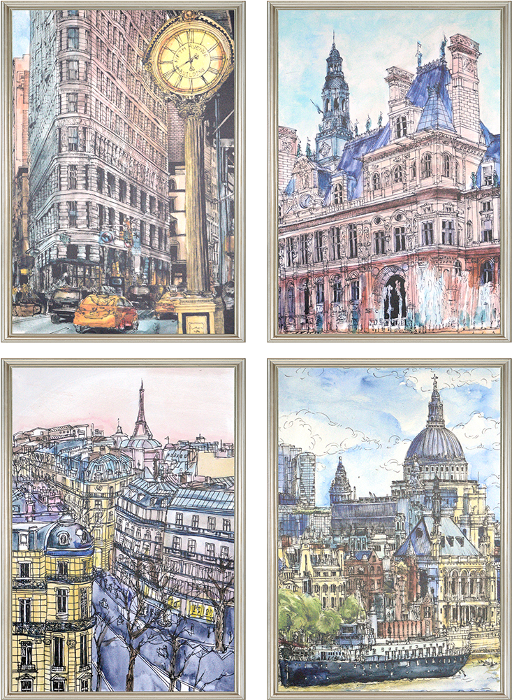 View Larger Image - Paragon City Ii Framed Wall Art - Set (1000x1000), Png Download