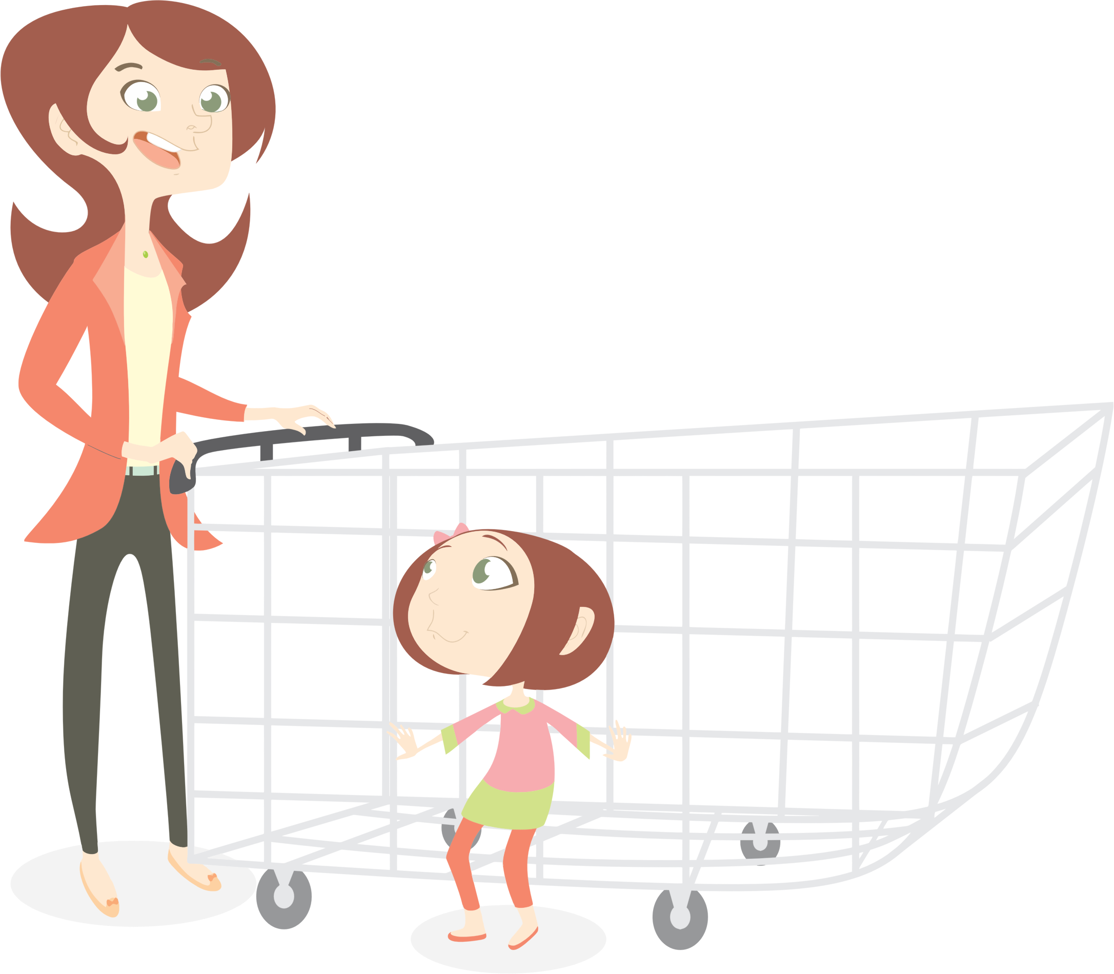 This Free Icons Png Design Of Mom Shopping With Daughter (2173x1900), Png Download