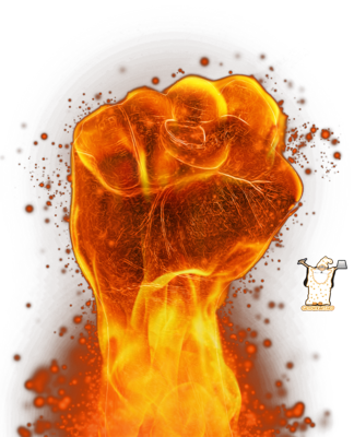 Fire Fist Technique - Hand On Fire Png (324x400), Png Download