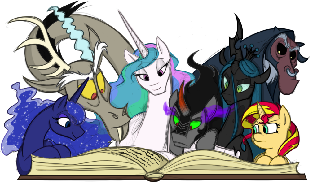My Little Pony Queen Luna - Mlp Discord And King Sombra Ship (1024x638), Png Download
