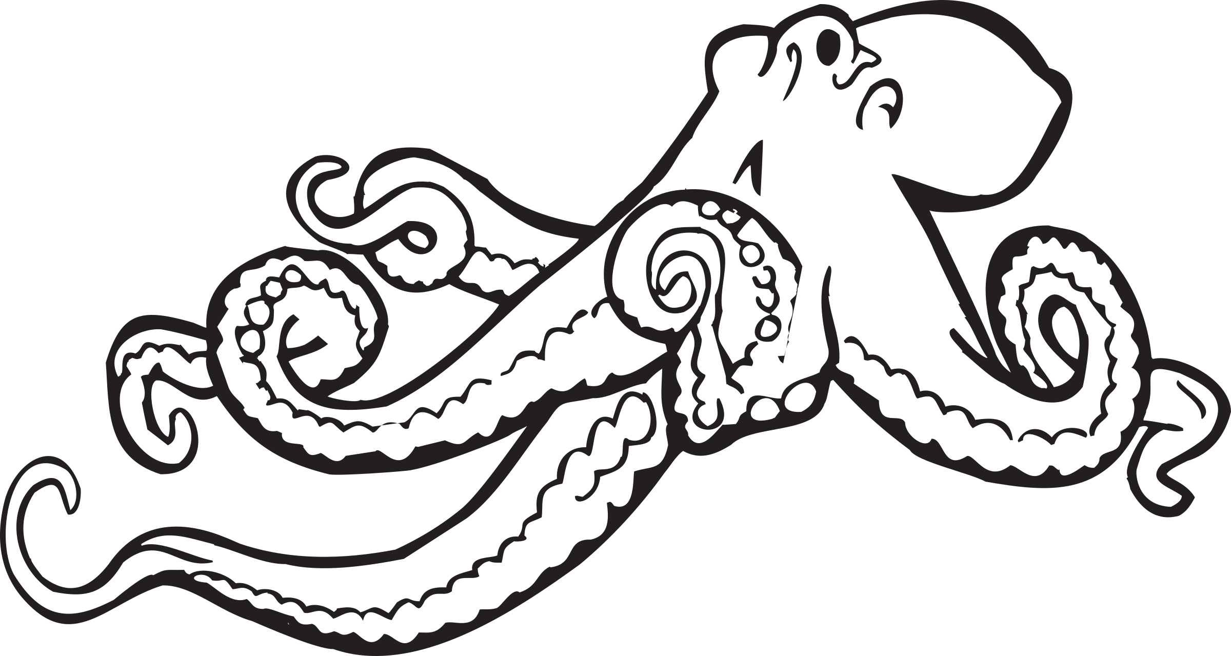 This Free Icons Png Design Of Coloring Book Octopus (2400x1279), Png Download