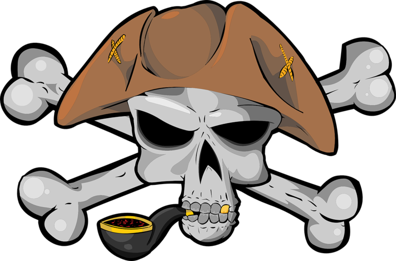 Pirate Skull Bone Hat Tobacco Tube Jolly R - Pirates Cartoon Png (514x340), Png Download