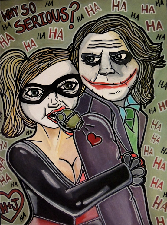 Joker And Harley Original Acrylic Painting 18" X 24" - Joker (980x745), Png Download