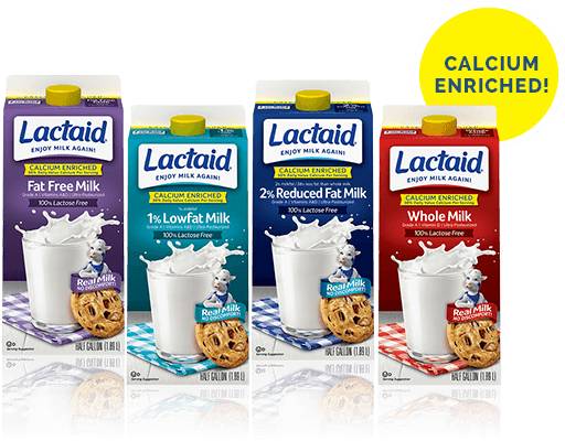 Lactaid® Calcium Enriched Milk - Lowfat Lactaid (575x412), Png Download