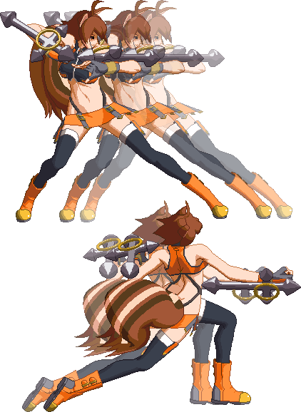 Bbcs Makoto Shootingstar - Blazblue Makoto Sprite (422x578), Png Download