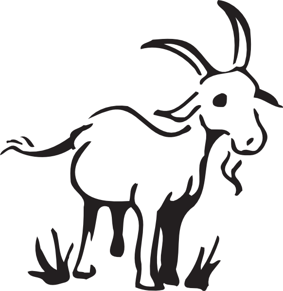 Goat In The Grass Clip Art At Clker - Goat Clip Art Black And White (582x598), Png Download