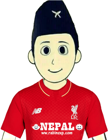 Liverpoolfcfanfromnepal Withoutflagofnepal Withmoonandstarsinjersey - Nepali Boy Cartoon (463x463), Png Download
