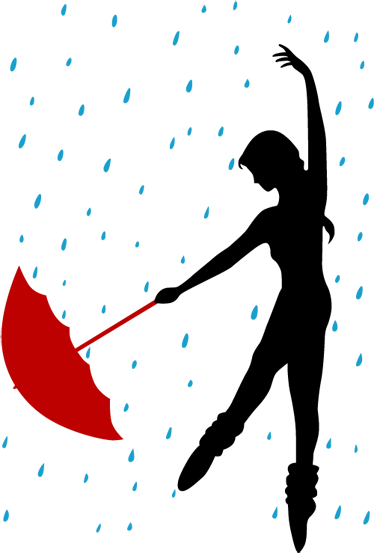 Dancing In The Rain Girl Wall Sticker - Dancing In The Rain Silhouette Png (374x553), Png Download